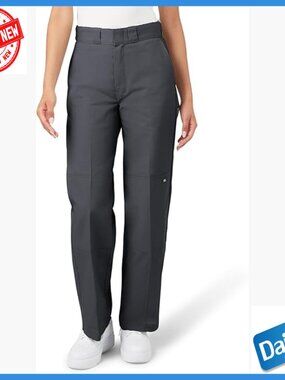 Women's Loose Fit Double Knee Work Pants, Straight Leg, Wrinkle Resistant